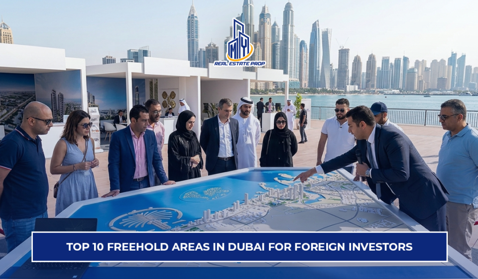 Freehold Areas in Dubai showing real estate investors exploring property models and prime locations for foreign investment.