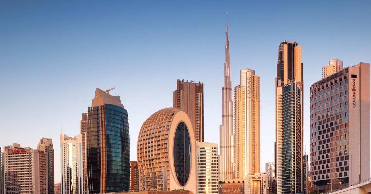 Dubai skyline featuring Business Bay and JVC
