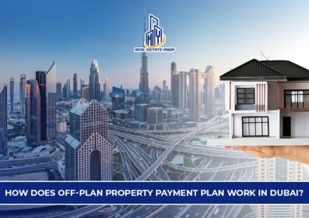 Off-Plan Property Payment Plan in Dubai showing skyline and residential property model representing phased payments and real estate investment.