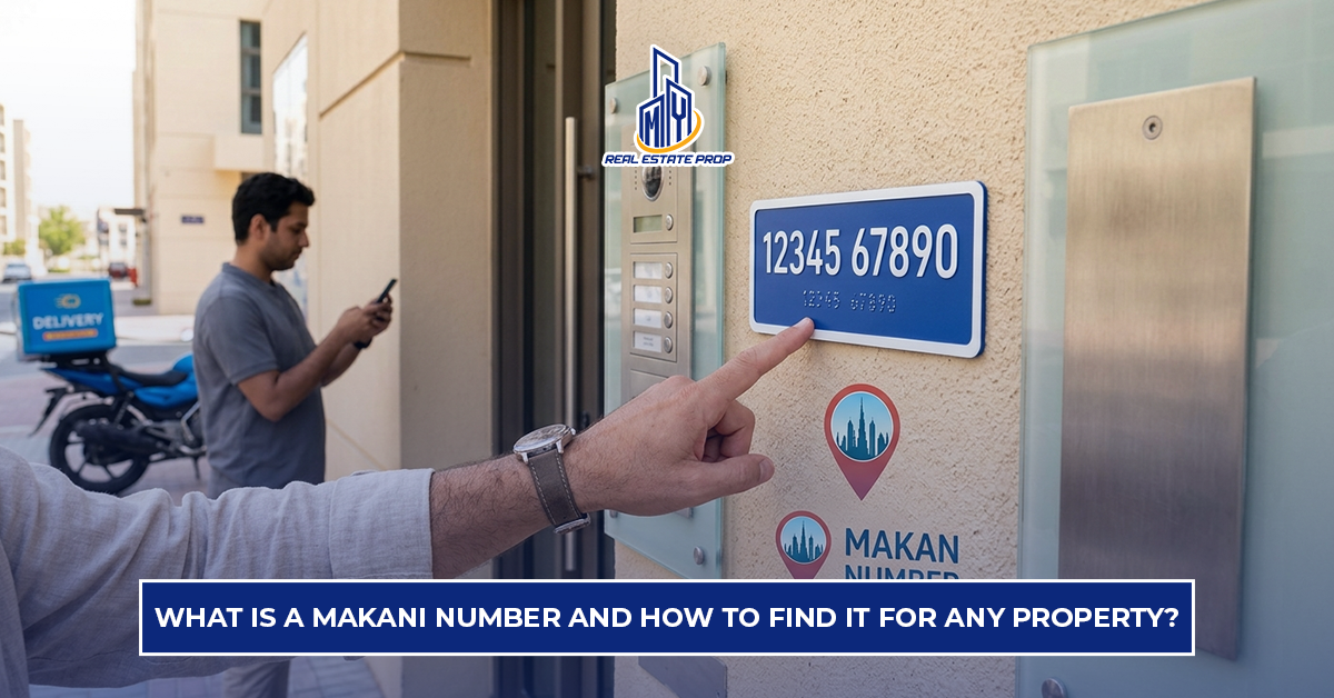 Makani number Dubai displayed on building entrance showing unique property identification system for accurate location tracking.