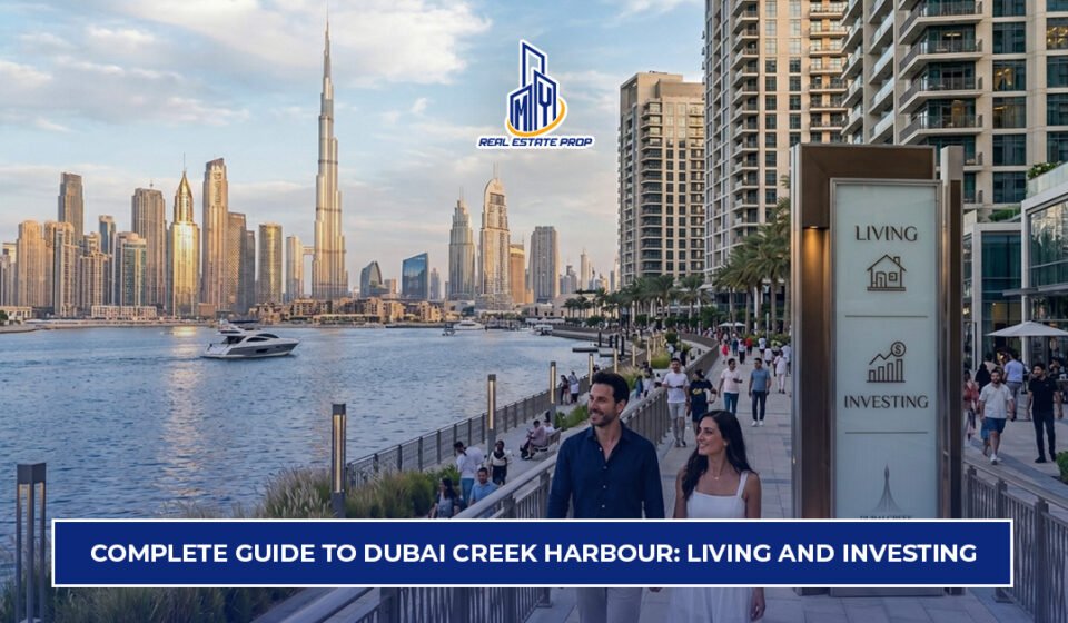 Dubai Creek Harbour waterfront promenade with skyline view showing lifestyle and real estate investment opportunities in Dubai.