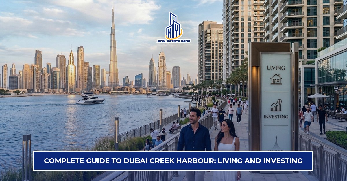 Dubai Creek Harbour waterfront promenade with skyline view showing lifestyle and real estate investment opportunities in Dubai.
