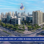 Living in Dubai Silicon Oasis showing modern residential buildings, tech hub infrastructure, and community lifestyle in Dubai.