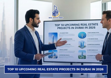 Upcoming real estate projects Dubai 2026 showing investors reviewing new property developments and future housing projects in Dubai.