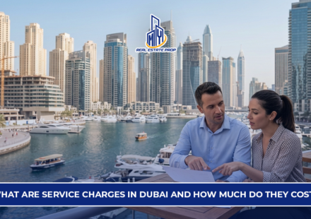 Service charges for Dubai property explained with investors reviewing costs and property expenses in Dubai marina skyline.