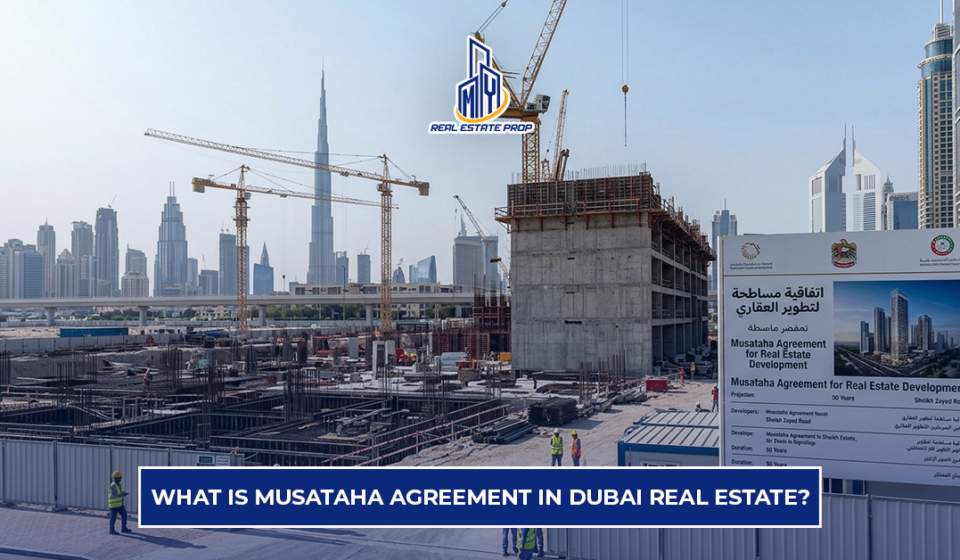 Musataha agreement Dubai construction site showing real estate development on leased land under long-term agreement structure.