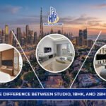 studio vs 1BHK vs 2BHK Dubai comparison showing different apartment layouts and living spaces in Dubai real estate.